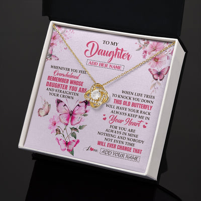Love Knot Necklace 18K Yellow Gold Finish | 2 | Personalized To My Daughter Gifts Necklace From Mom Dad Whenever Butterfly Unique Birthday Gifts Daughter Graduation Christmas Custom Gift Box Message Card | teecentury.myshopify
