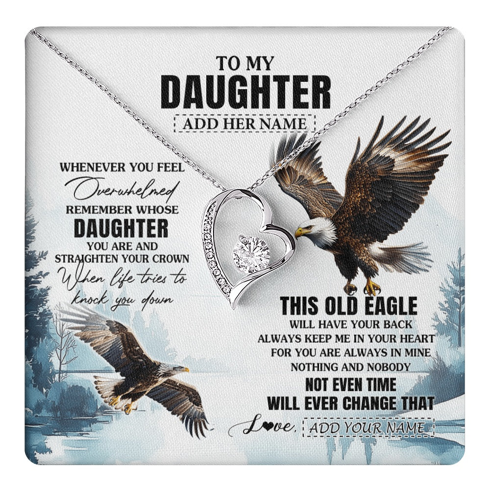 Forever Love Necklace 14K White Gold Finish | 1 | Personalized To My Daughter Gifts Necklace From Mom Dad Whenever Eagle Unique Birthday Gifts For Daughter Christmas Custom Keepsake Gift Box Message Card | https://teecentury.