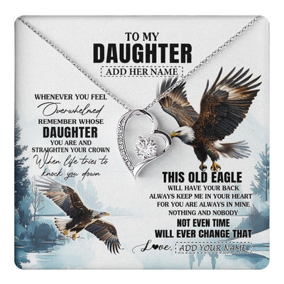 Forever Love Necklace 14K White Gold Finish | 1 | Personalized To My Daughter Gifts Necklace From Mom Dad Whenever Eagle Unique Birthday Gifts For Daughter Christmas Custom Keepsake Gift Box Message Card | https://teecentury.