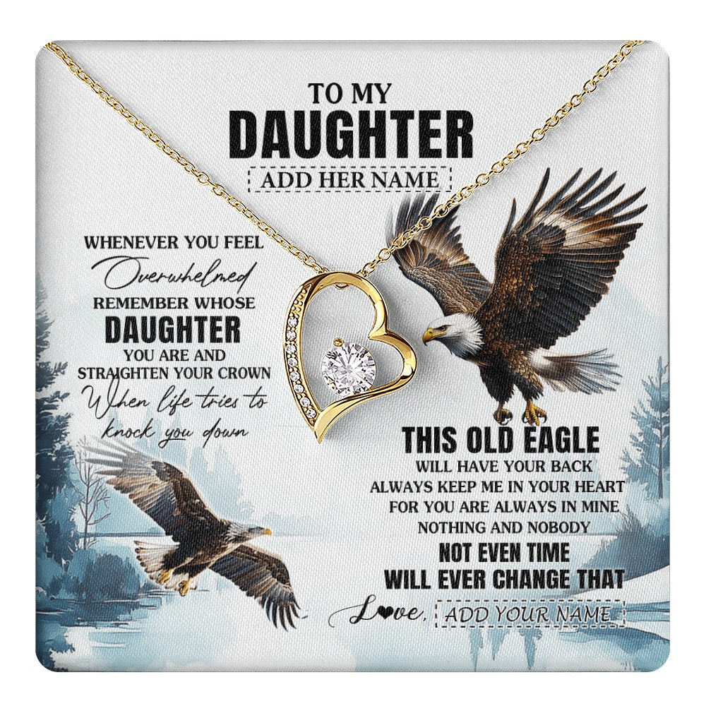 Forever Love Necklace 18K Yellow Gold Finish | 1 | Personalized To My Daughter Gifts Necklace From Mom Dad Whenever Eagle Unique Birthday Gifts For Daughter Christmas Custom Keepsake Gift Box Message Card | https://teecentury.