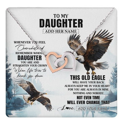Interlocking Hearts Necklace Stainless Steel & Rose Gold Finish | 1 | Personalized To My Daughter Gifts Necklace From Mom Dad Whenever Eagle Unique Birthday Gifts For Daughter Christmas Custom Keepsake Gift Box Message Card | https://teecentury.
