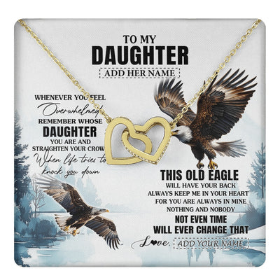 Interlocking Hearts Necklace 18K Yellow Gold Finish | 1 | Personalized To My Daughter Gifts Necklace From Mom Dad Whenever Eagle Unique Birthday Gifts For Daughter Christmas Custom Keepsake Gift Box Message Card | https://teecentury.