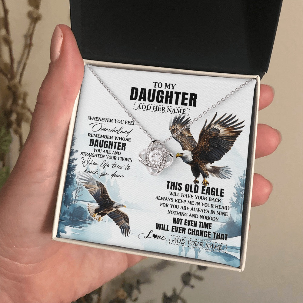Love Knot Necklace 14K White Gold Finish | 2 | Personalized To My Daughter Gifts Necklace From Mom Dad Whenever Eagle Unique Birthday Gifts For Daughter Christmas Custom Keepsake Gift Box Message Card | https://teecentury.