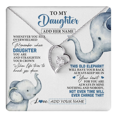 Forever Love Necklace 14K White Gold Finish | 1 | Personalized To My Daughter Gifts Necklace From Mom Dad Whenever Elephant Unique Birthday Gifts For Daughter Graduation Christmas Custom Gift Box Message Card | teecentury.myshopify