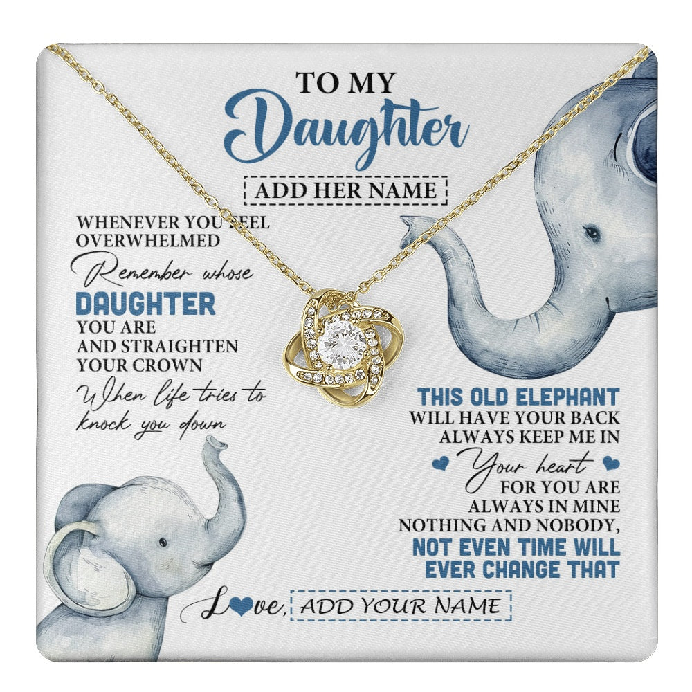 Love Knot Necklace 18K Yellow Gold Finish | 1 | Personalized To My Daughter Gifts Necklace From Mom Dad Whenever Elephant Unique Birthday Gifts For Daughter Graduation Christmas Custom Gift Box Message Card | teecentury.myshopify