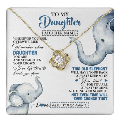 Love Knot Necklace 18K Yellow Gold Finish | 1 | Personalized To My Daughter Gifts Necklace From Mom Dad Whenever Elephant Unique Birthday Gifts For Daughter Graduation Christmas Custom Gift Box Message Card | teecentury.myshopify