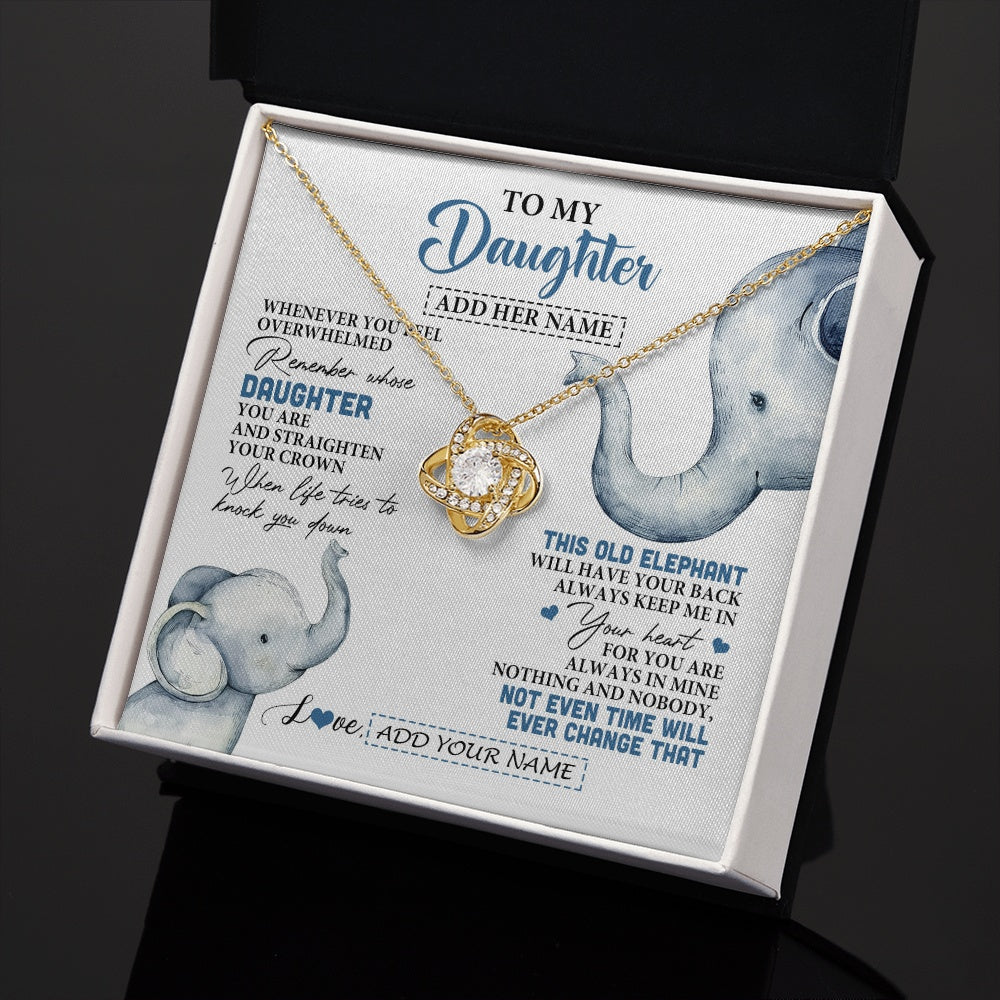 Love Knot Necklace 18K Yellow Gold Finish | 2 | Personalized To My Daughter Gifts Necklace From Mom Dad Whenever Elephant Unique Birthday Gifts For Daughter Graduation Christmas Custom Gift Box Message Card | teecentury.myshopify