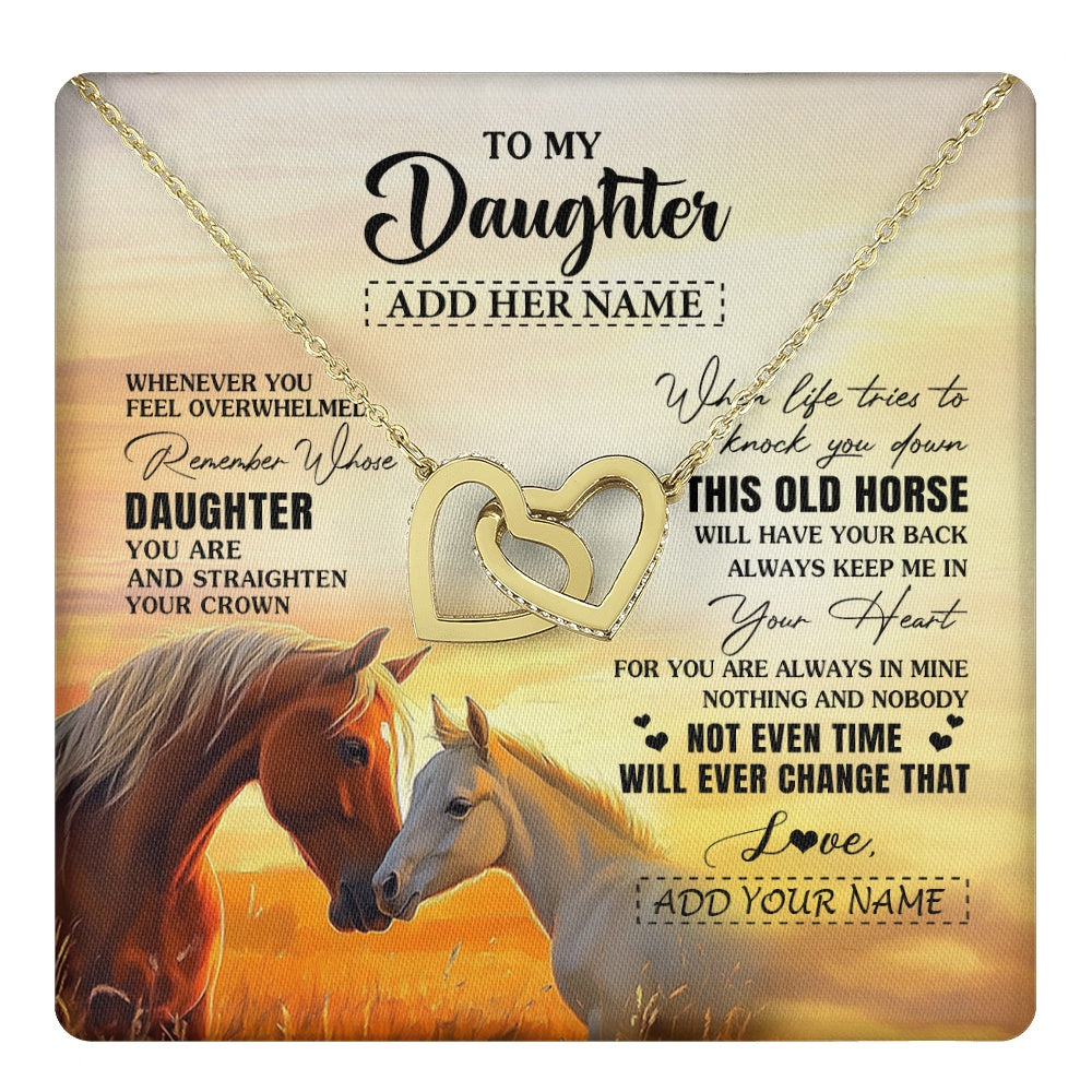 Interlocking Hearts Necklace 18K Yellow Gold Finish | 1 | Personalized To My Daughter Gifts Necklace From Mom Dad Whenever Horse Unique Birthday Gifts For Daughter Graduation Christmas Custom Gift Box Message Card | teecentury.myshopify
