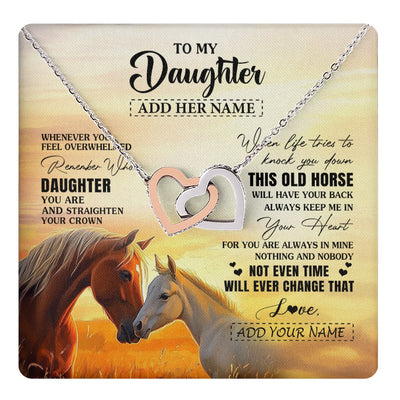 Interlocking Hearts Necklace Stainless Steel & Rose Gold Finish | 1 | Personalized To My Daughter Gifts Necklace From Mom Dad Whenever Horse Unique Birthday Gifts For Daughter Graduation Christmas Custom Gift Box Message Card | teecentury.myshopify