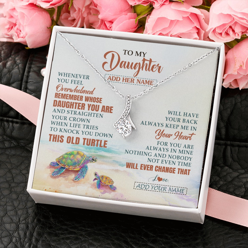 Alluring Beauty Necklace 14K White Gold Finish | 2 | Personalized To My Daughter Gifts Necklace From Mom Dad Whenever Turtle Unique Birthday Gifts For Daughter Graduation Christmas Custom Gift Box Message Card | https://teecentury.