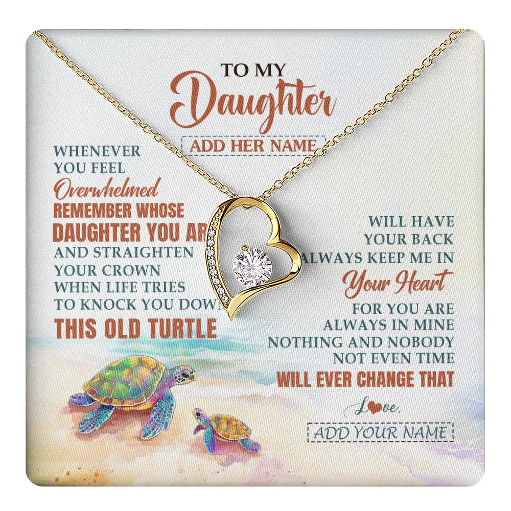 Forever Love Necklace 18K Yellow Gold Finish | 1 | Personalized To My Daughter Gifts Necklace From Mom Dad Whenever Turtle Unique Birthday Gifts For Daughter Graduation Christmas Custom Gift Box Message Card | https://teecentury.