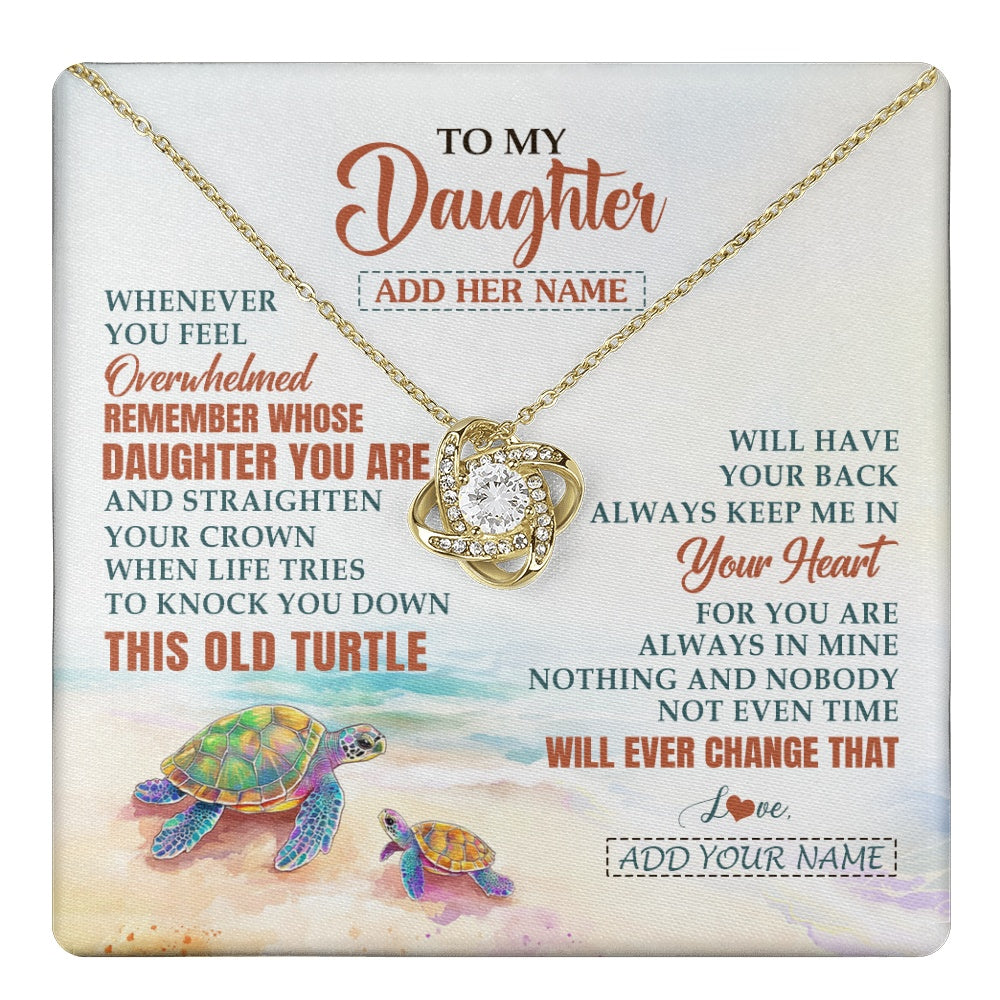 Love Knot Necklace 18K Yellow Gold Finish | 1 | Personalized To My Daughter Gifts Necklace From Mom Dad Whenever Turtle Unique Birthday Gifts For Daughter Graduation Christmas Custom Gift Box Message Card | https://teecentury.