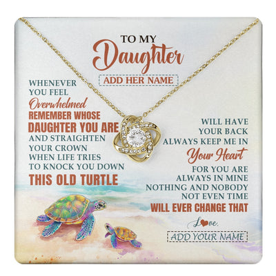 Love Knot Necklace 18K Yellow Gold Finish | 1 | Personalized To My Daughter Gifts Necklace From Mom Dad Whenever Turtle Unique Birthday Gifts For Daughter Graduation Christmas Custom Gift Box Message Card | https://teecentury.
