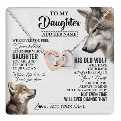 Interlocking Hearts Necklace Stainless Steel & Rose Gold Finish | 1 | Personalized To My Daughter Gifts Necklace From Mom Dad Whenever Wolf Unique Birthday Gifts For Daughter Graduation Christmas Custom Gift Box Message Card | https://teecentury.