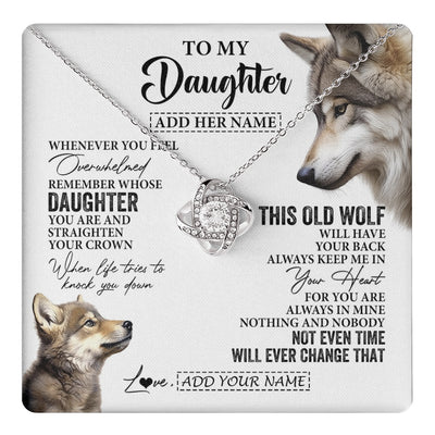 Love Knot Necklace 14K White Gold Finish | 1 | Personalized To My Daughter Gifts Necklace From Mom Dad Whenever Wolf Unique Birthday Gifts For Daughter Graduation Christmas Custom Gift Box Message Card | https://teecentury.