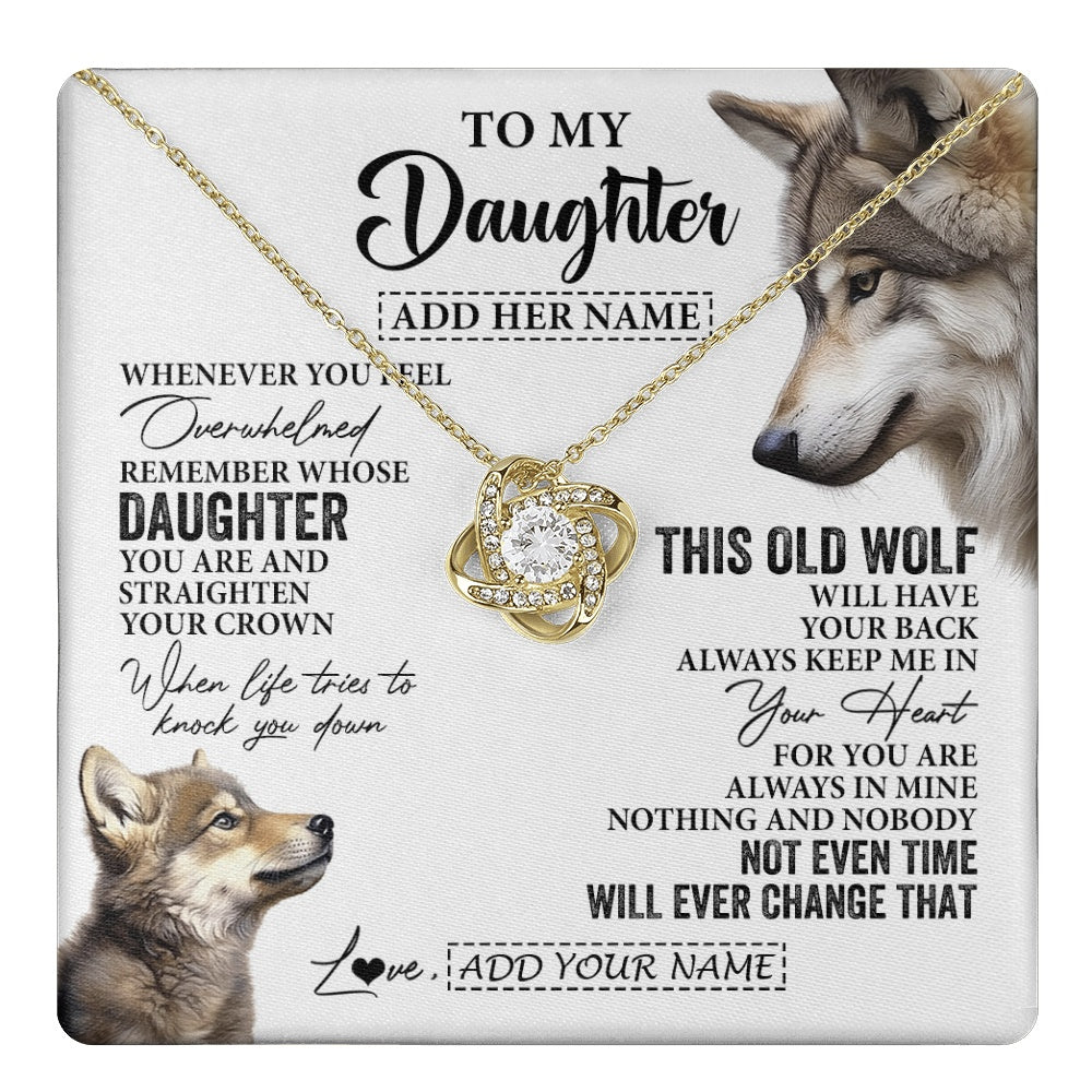 Love Knot Necklace 18K Yellow Gold Finish | 1 | Personalized To My Daughter Gifts Necklace From Mom Dad Whenever Wolf Unique Birthday Gifts For Daughter Graduation Christmas Custom Gift Box Message Card | https://teecentury.
