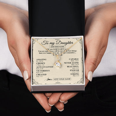Alluring Beauty Necklace 18K Yellow Gold Finish | 2 | Personalized To My Daughter Gifts Necklace From Mom Dad You Are God's Gift To Me Daughter Birthday Gifts Christmas Christian Custom Gift Box Message Card | https://teecentury.