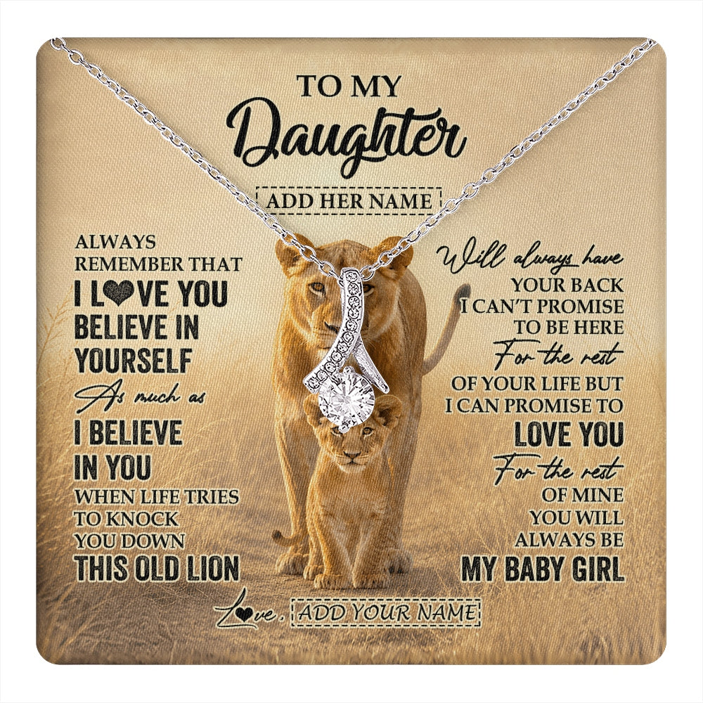 Alluring Beauty Necklace 14K White Gold Finish | 1 | Personalized To My Daughter Gifts Necklace From Mom Mother Always Remember Lion Gifts For Daughter Birthday Graduation Christmas Custom Gift Box Message Card | https://teecentury.