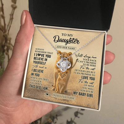 Love Knot Necklace 14K White Gold Finish | 2 | Personalized To My Daughter Gifts Necklace From Mom Mother Always Remember Lion Gifts For Daughter Birthday Graduation Christmas Custom Gift Box Message Card | https://teecentury.
