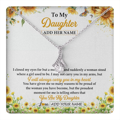 Alluring Beauty Necklace 14K White Gold Finish | 1 | Personalized To My Daughter Gifts Necklace From Mom Mother Dad I Closed My Eyes Sunflower Best Daughter Birthday Gifts Christmas Custom Gift Box Message Card | teecentury.myshopify