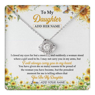 Love Knot Necklace 14K White Gold Finish | 1 | Personalized To My Daughter Gifts Necklace From Mom Mother Dad I Closed My Eyes Sunflower Best Daughter Birthday Gifts Christmas Custom Gift Box Message Card | teecentury.myshopify