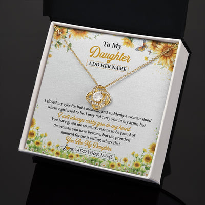 Love Knot Necklace 18K Yellow Gold Finish | 2 | Personalized To My Daughter Gifts Necklace From Mom Mother Dad I Closed My Eyes Sunflower Best Daughter Birthday Gifts Christmas Custom Gift Box Message Card | teecentury.myshopify