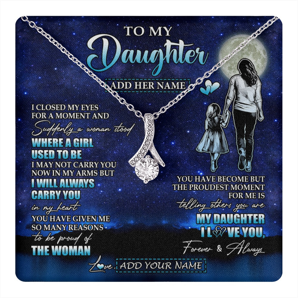 Alluring Beauty Necklace 14K White Gold Finish | 1 | Personalized To My Daughter Gifts Necklace From Mom Mother I Closed My Eyes For A Moment Daughter Birthday Graduation Christmas Custom Gift Box Message Card | teecentury.myshopify
