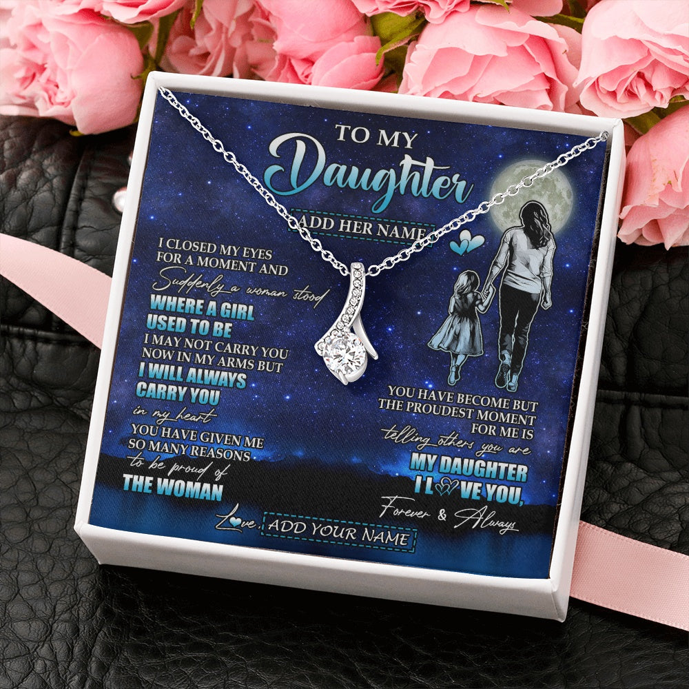 Alluring Beauty Necklace 14K White Gold Finish | 2 | Personalized To My Daughter Gifts Necklace From Mom Mother I Closed My Eyes For A Moment Daughter Birthday Graduation Christmas Custom Gift Box Message Card | teecentury.myshopify