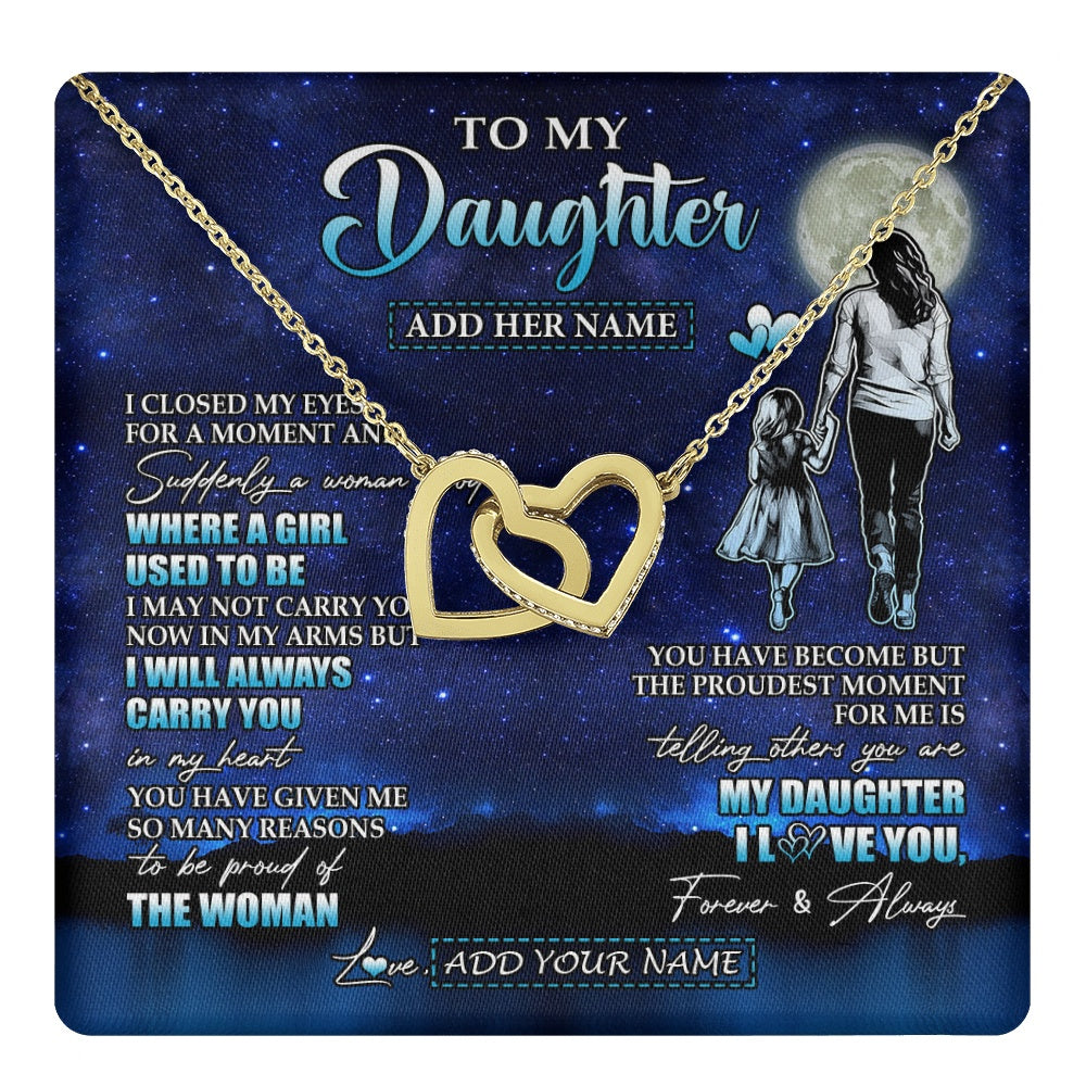 Interlocking Hearts Necklace 18K Yellow Gold Finish | 1 | Personalized To My Daughter Gifts Necklace From Mom Mother I Closed My Eyes For A Moment Daughter Birthday Graduation Christmas Custom Gift Box Message Card | teecentury.myshopify