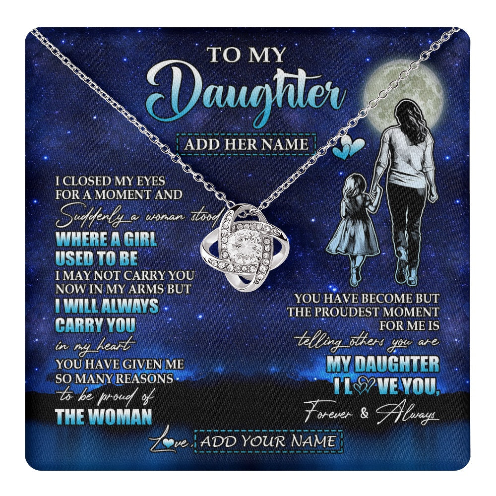 Love Knot Necklace 14K White Gold Finish | 1 | Personalized To My Daughter Gifts Necklace From Mom Mother I Closed My Eyes For A Moment Daughter Birthday Graduation Christmas Custom Gift Box Message Card | teecentury.myshopify