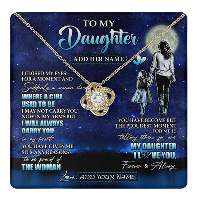 Love Knot Necklace 18K Yellow Gold Finish | 1 | Personalized To My Daughter Gifts Necklace From Mom Mother I Closed My Eyes For A Moment Daughter Birthday Graduation Christmas Custom Gift Box Message Card | teecentury.myshopify