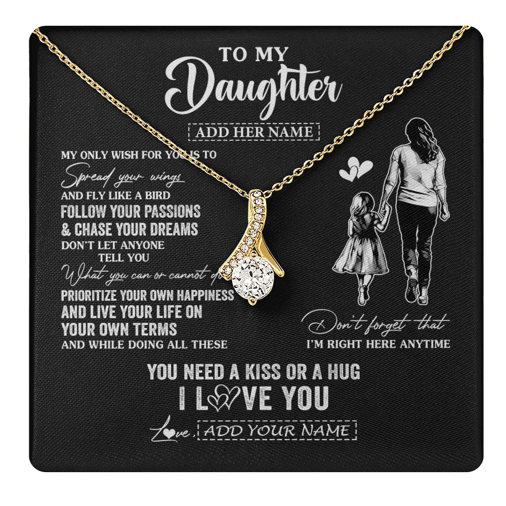 Alluring Beauty Necklace 18K Yellow Gold Finish | 1 | Personalized To My Daughter Gifts Necklace From Mom Mother My Only Wish For You Daughter Birthday Gifts Graduation Christmas Customized Gift Box Message Card | teecentury.myshopify