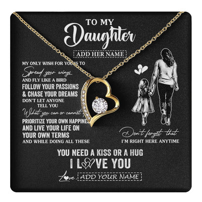 Forever Love Necklace 18K Yellow Gold Finish | 1 | Personalized To My Daughter Gifts Necklace From Mom Mother My Only Wish For You Daughter Birthday Gifts Graduation Christmas Customized Gift Box Message Card | teecentury.myshopify