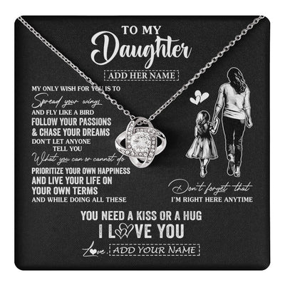 Love Knot Necklace 14K White Gold Finish | 1 | Personalized To My Daughter Gifts Necklace From Mom Mother My Only Wish For You Daughter Birthday Gifts Graduation Christmas Customized Gift Box Message Card | teecentury.myshopify