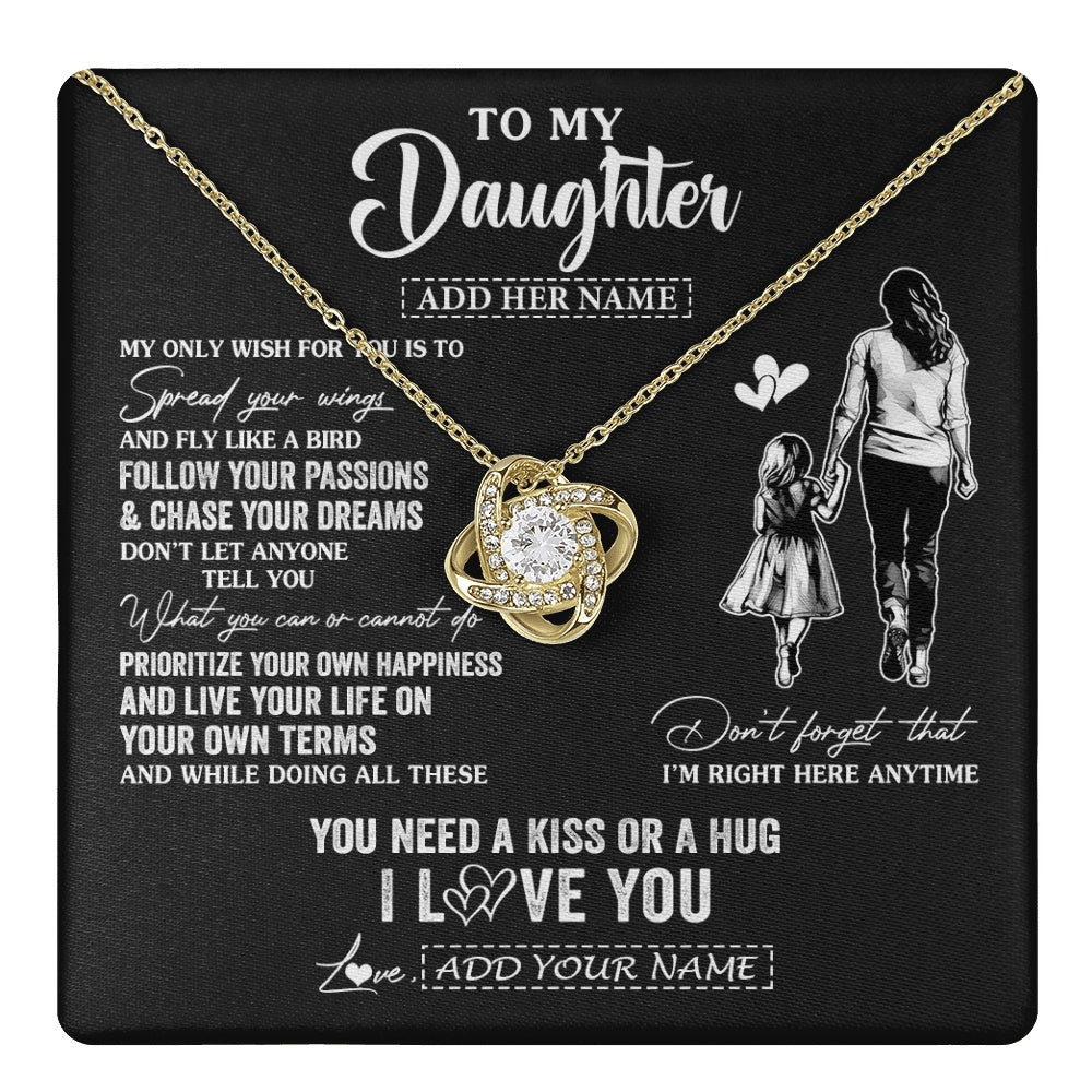 Love Knot Necklace 18K Yellow Gold Finish | 1 | Personalized To My Daughter Gifts Necklace From Mom Mother My Only Wish For You Daughter Birthday Gifts Graduation Christmas Customized Gift Box Message Card | teecentury.myshopify