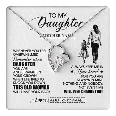 Forever Love Necklace 14K White Gold Finish | 1 | Personalized To My Daughter Gifts Necklace From Mom Mother Whenever Woman Unique Birthday Gifts For Daughter Graduation Christmas Custom Gift Box Message Card | teecentury.myshopify