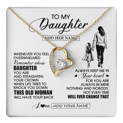 Forever Love Necklace 18K Yellow Gold Finish | 1 | Personalized To My Daughter Gifts Necklace From Mom Mother Whenever Woman Unique Birthday Gifts For Daughter Graduation Christmas Custom Gift Box Message Card | teecentury.myshopify