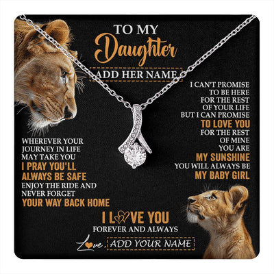 Alluring Beauty Necklace 14K White Gold Finish | 1 | Personalized To My Daughter Gifts Necklace From Mom Mother Wherever Your Journey In Life Lion Daughter Birthday Gifts Christmas Custom Gift Box Message Card | https://teecentury.
