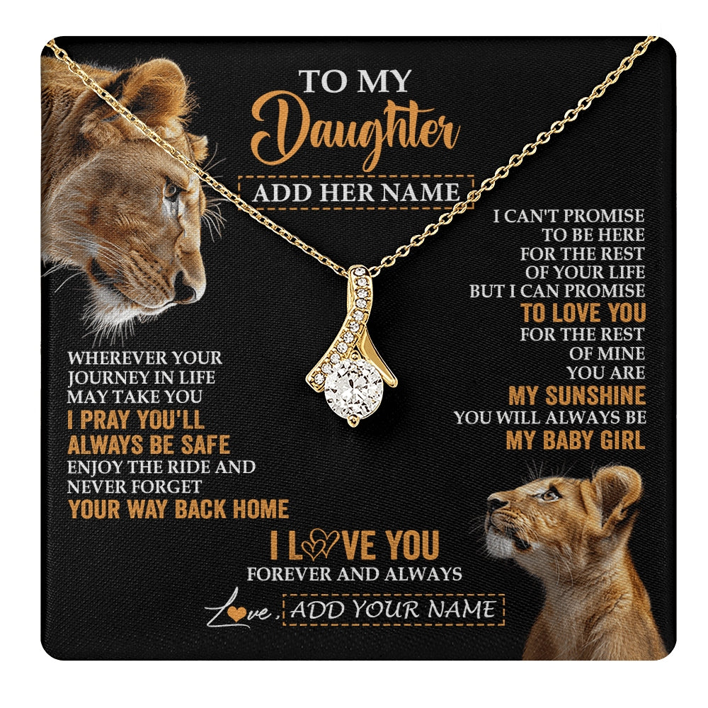 Alluring Beauty Necklace 18K Yellow Gold Finish | 1 | Personalized To My Daughter Gifts Necklace From Mom Mother Wherever Your Journey In Life Lion Daughter Birthday Gifts Christmas Custom Gift Box Message Card | https://teecentury.