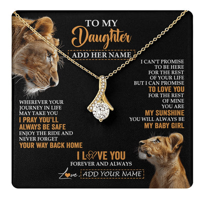 Alluring Beauty Necklace 18K Yellow Gold Finish | 1 | Personalized To My Daughter Gifts Necklace From Mom Mother Wherever Your Journey In Life Lion Daughter Birthday Gifts Christmas Custom Gift Box Message Card | https://teecentury.
