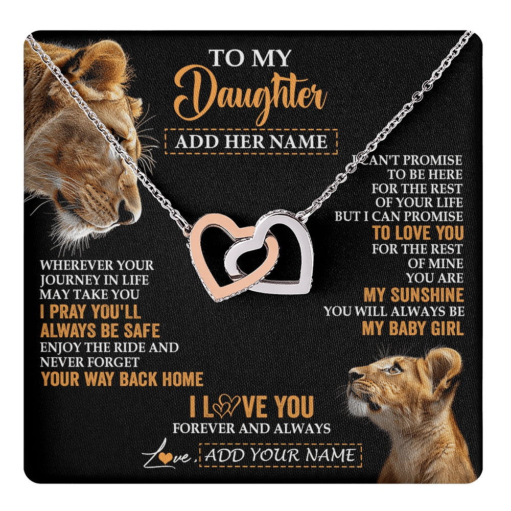 Interlocking Hearts Necklace Stainless Steel & Rose Gold Finish | 1 | Personalized To My Daughter Gifts Necklace From Mom Mother Wherever Your Journey In Life Lion Daughter Birthday Gifts Christmas Custom Gift Box Message Card | https://teecentury.