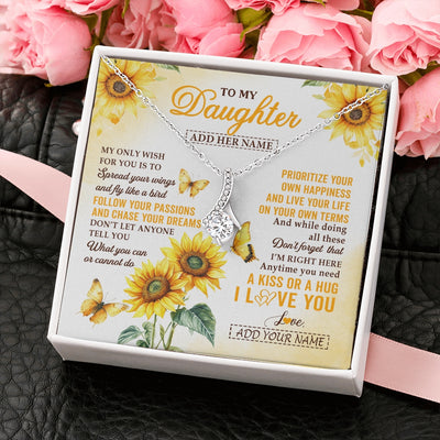 Alluring Beauty Necklace 14K White Gold Finish | 2 | Personalized To My Daughter Gifts Necklace From Mom Sunflower My Only Wish For You Daughter Birthday Gifts Graduation Christmas Custom Gift Box Message Card | https://teecentury.