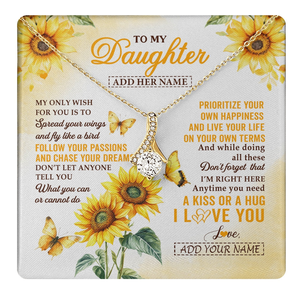 Alluring Beauty Necklace 18K Yellow Gold Finish | 1 | Personalized To My Daughter Gifts Necklace From Mom Sunflower My Only Wish For You Daughter Birthday Gifts Graduation Christmas Custom Gift Box Message Card | https://teecentury.