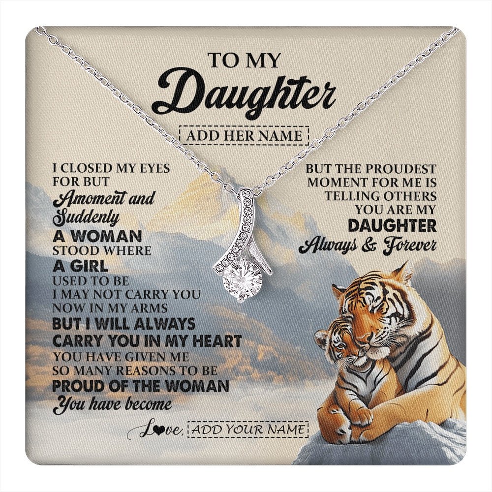 Alluring Beauty Necklace 14K White Gold Finish | 1 | Personalized To My Daughter Gifts Necklace Tiger From Mom Dad Mother You Are My Daughter Birthday Gifts Graduation Christmas Custom Gift Box Message Card | https://teecentury.