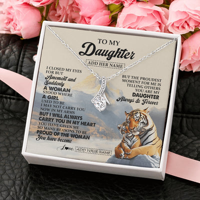 Alluring Beauty Necklace 14K White Gold Finish | 2 | Personalized To My Daughter Gifts Necklace Tiger From Mom Dad Mother You Are My Daughter Birthday Gifts Graduation Christmas Custom Gift Box Message Card | https://teecentury.