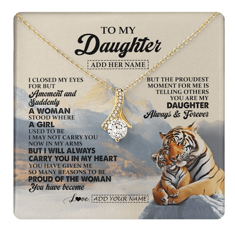 Alluring Beauty Necklace 18K Yellow Gold Finish | 1 | Personalized To My Daughter Gifts Necklace Tiger From Mom Dad Mother You Are My Daughter Birthday Gifts Graduation Christmas Custom Gift Box Message Card | https://teecentury.