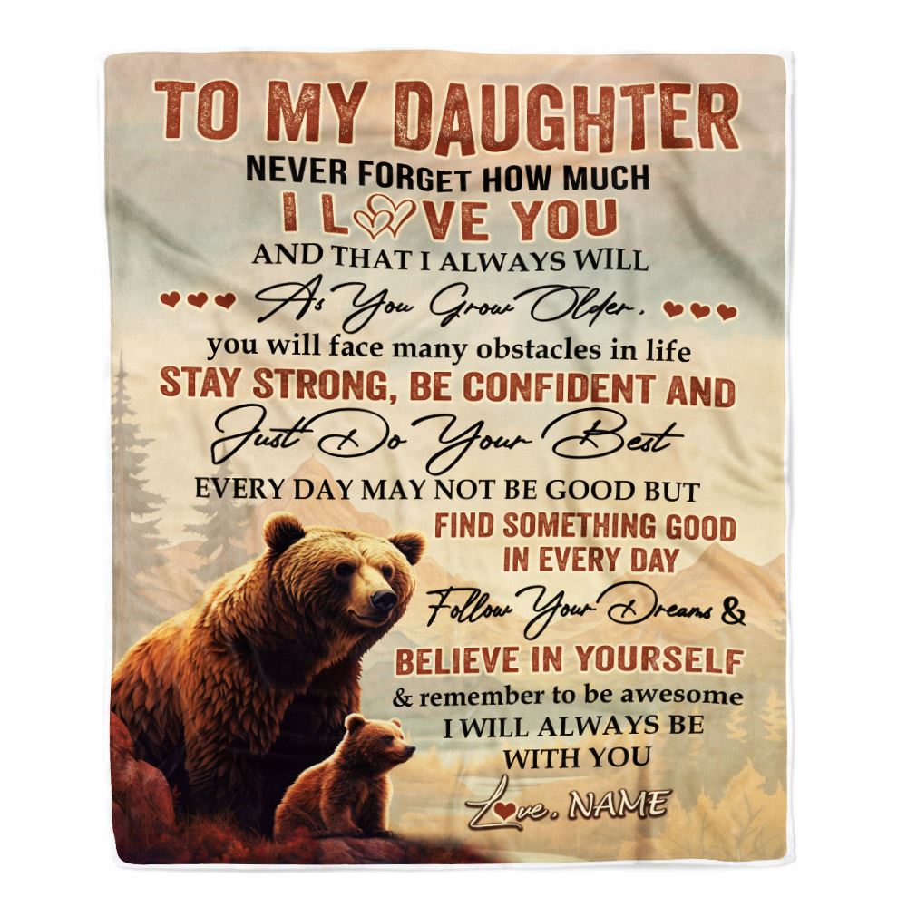 Personalized To My Daughter I Love You Forever Blanket From Mom Dad Mother Bear Daughter Birthday Gifts Graduation Christmas Customized Fleece Blanket | teecentury