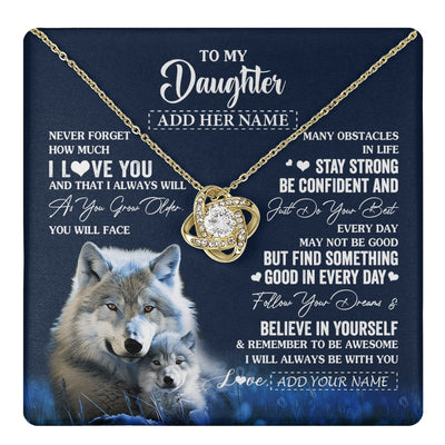 Love Knot Necklace 18K Yellow Gold Finish | 1 | Personalized To My Daughter I Love You Forever Necklace From Mom Dad Mother Wolf Daughter Birthday Gifts Graduation Christmas Custom Gift Box Message Card | teecentury.myshopify