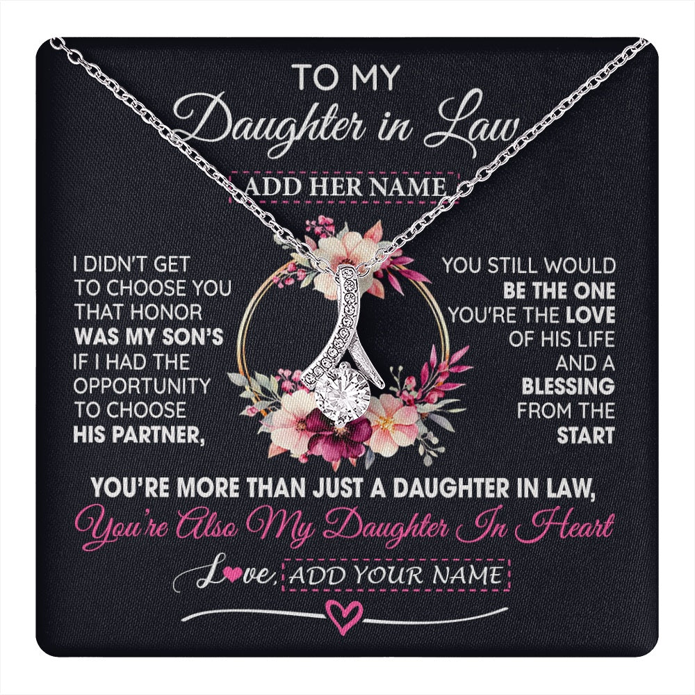 Alluring Beauty Necklace 14K White Gold Finish | 1 | Personalized To My Daughter In Law Gift From Mother In Law Necklace Daughter In Heart Birthday Gift For Daughter In Law Wedding Christmas Gift Box Message Card | teecentury.myshopify