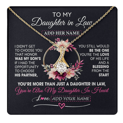 Alluring Beauty Necklace 18K Yellow Gold Finish | 1 | Personalized To My Daughter In Law Gift From Mother In Law Necklace Daughter In Heart Birthday Gift For Daughter In Law Wedding Christmas Gift Box Message Card | teecentury.myshopify